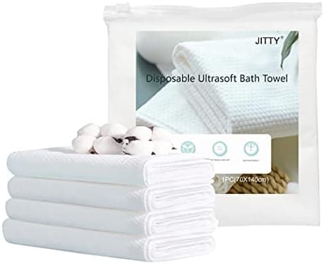 JITTY 4 Pack Disposable Bath Towels Portable Soft Cotton Towel Set for Home Guest Bathroom Hotel Travel Spa Gym Hospital Highly Absorbent 27x55 Inch