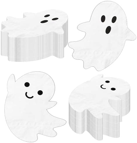 Halloween Ghost Napkins - 40pcs White Disposable Paper Napkins for Kids Spooky Party Decorations - Boo Decor