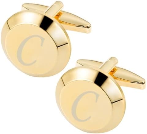 GWD Cufflinks for Men Stainless Steel Initial Cuff Links Alphabet Letter A-Z Groom Father Gift