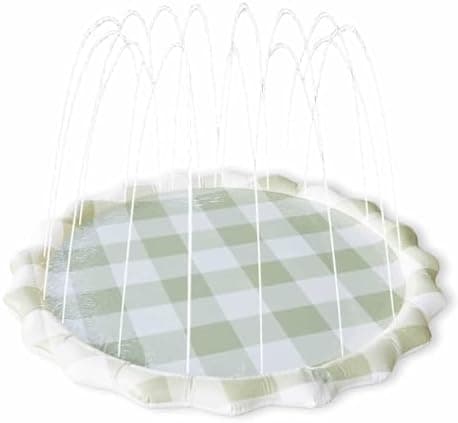 Neutral Gingham Splash Pad for Kids - Outdoor Sprinkler for Kids & Toddlers, Water Mat Sprinkler Toy-Splash Pool 67in