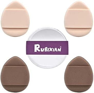 RUBIXIAN Finger Puff 4 Pcs Mini Triangle Makeup Puff for women Super Soft Beauty Makeup Tools Suitable for Loose and Body Powder (2 Color 1 Set)