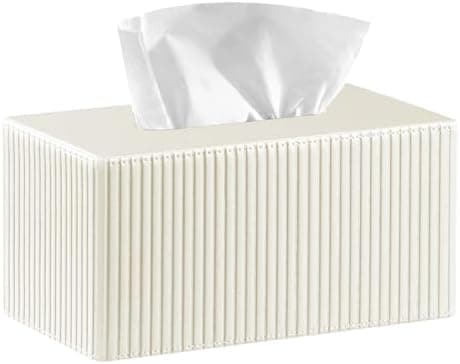 Larger Tissue Box Cover, Modern PU Leather Rectangular Facial Tissue Holder, Minimalist Tissue Organizer/Dispenser, Napkin Storage Box for Bathroom,Vanity Countertop, Nightstand, Office, Home Decor