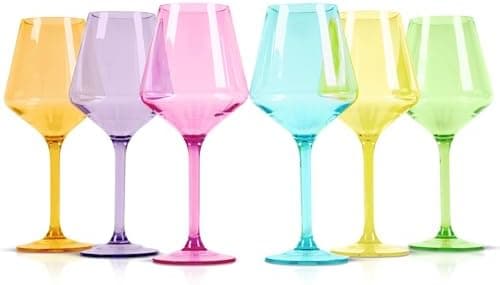 Premium Unbreakable Stemmed Wine Glasses – Set of 6 BPA-Free Shatterproof Reusable Plastic Acrylic Wine Glasses | Elegant Crystal-Clear Wine Cups for Outdoor, Camping, Wedding, Home Bar Easter Gifts