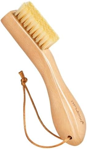 BFWood Laundry Stain Brush, Natural Soft Boar Bristles, Removes Tough Stains from Delicate Fabrics Like Knits, Cotton, and Linens, Gentle on Fabrics, No Damage