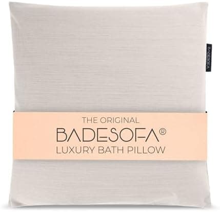 BADESOFA® Luxury Bath Pillow M - Lusciously Soft & Comfortable Tub Pillow for Bathtub - Washable & Quick-Drying Bath Back Pillow - Non-Slip Full Body Tub Pillow - Luxury Spa Cushion in Ivory Pearl