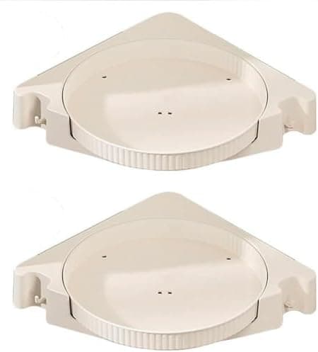 Corner Shower Caddy, 2 Pack Lazy Susan Shower Organizer, 360° Rotating Corner Shower Shelf with Towel Rack, No Drilling Wall Mounted Shelves for Bathroom, Dorm and Kitchen (Milky white, 2 pack)
