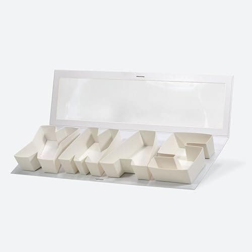 Geoto 21x6x2in 4-Letter Christmas Box for Gift Wrapping, XMAS Letter Carton for Flower and Food Christmas Cardboard Boxes Decorative(White with Window)