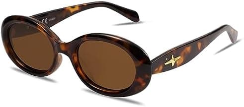 SOJOS Small Retro Oval Polarized Sunglasses for Women Men 90s Vintage UV400 Protection Tiny Sun Glasses SJ2286