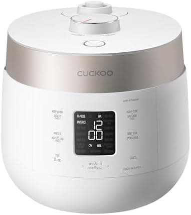 CUCKOO Twin Pressure Rice Cooker 6-Cup Uncooked / 12-Cup Cooked with Nonstick Inner Pot, Versatile Rice Maker & Warmer with 16 Menu Options, Open Cooking Mode, Voice Guide, White (CRP-ST0609FW)