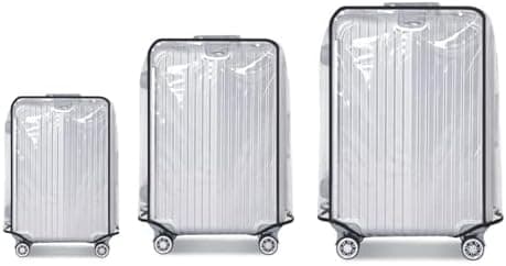 Klmsscxy 3 Pieces Clear PVC Suitcase Cover Luggage Cover Suitcase Cover Set for 3 Luggage Covers for Suitcase (20-24-28Inch)