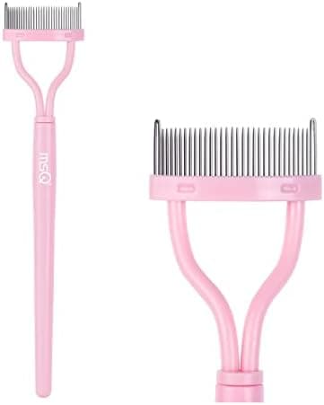 Eyelash Comb Separator MSQ Eyelash Mascara Brush and Comb Lash Separator With Comb Cover Arc Designed Cosmetic Brushes Tool Pink (1PCS)