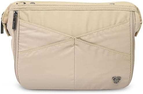 Littbag Handbag Organizer with Patented LED & Auto 60-sec Shutoff - Featured in Oprah's Favorite Things – Purse Organizer with 12 Compartments, Clear Pockets, Zippered Privacy Pocket & More (Nude)