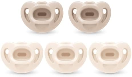 NUK 100% Silicone Comfy Orthodontic Pacifiers, 0-6 Months, Neutral Fashion, Timeless Collection, 5 Count
