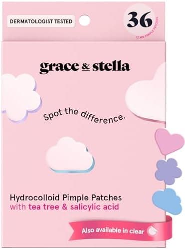 grace & stella Award Winning Pore Strip - Pimple Patches for Face - Hydrocolloid Acne Patches - Absorbs Zits, Reduces Redness - Cute Patches Dermatologist-Tested, Vegan (Multishape, 36 Count)