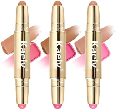 Kaely Contour Blush Multiuse Stick Makeup, Cream Bronzer Contouring Sticks Palette Face Make Up Set, Ultra-Creamy Radiant Finish Formula, Vegan & Cruelty-free, 3Pcs-01+02+03