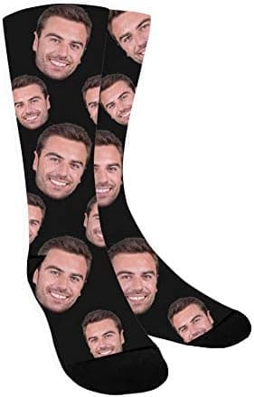ShineSand Custom Face Socks with Picture, Personalized Socks with Photo Customized Unisex Funny Crew Sock Gifts for Men Women