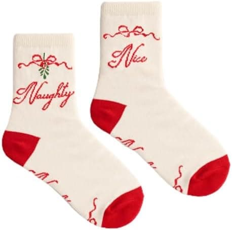 xo, Fetti Naughty or Nice Knit Socks - 1 pair | Christmas Cozy, Red & Green, Holiday Gift, Stocking Stuffer, Cute Winter Socks, Girly