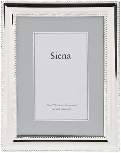 Siena Double Border Bead Silver Picture Frame, Tarnish Resistant Finish, Perfect Photo Frame for any End Table, Credenza, Shelf, or Nightstand, Silver 5x7