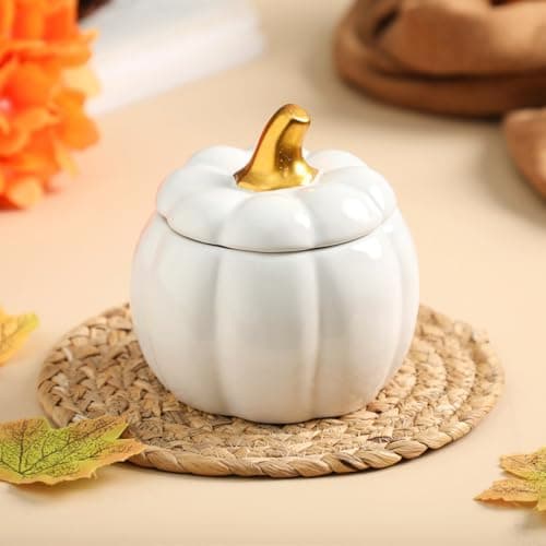 Gifts for Women,White Pumpkin Candle,Pumpkin Shape Candles,Pumpkin Spice Scented Candles,Fall Candles for Women,Fall Decor,White,9oz