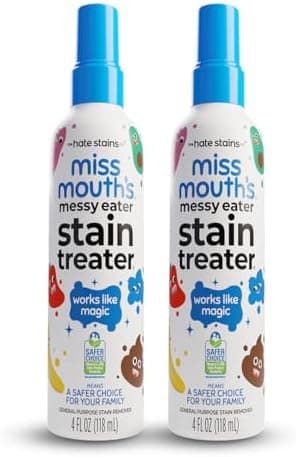 Miss Mouth's Messy Eater Stain Treater Spray - 4oz 2 Pack Stain Remover - Newborn & Baby Essentials - No Dry Cleaning Food, Grease, Coffee Off Laundry, Underwear, Fabric