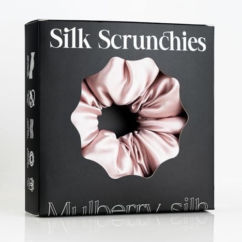 Silmer 22 Momme Mulberry Silk Pillow Scrunchie – Extra Large Soft Hair Tie for Women, Prevents Frizz & Breakage, Jumbo Sleeping Scrunchie (Pink,1Pc)