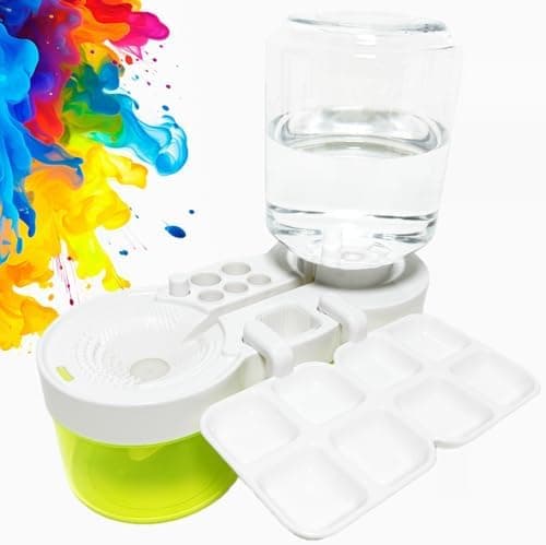 2025 New Paint Brush Cleaner with Paint Tray, Water Circulation Brush Rinser with Brush Holder, Watercolor/Oil and Water-Based Paint Brush Cleaner Tool, Gift for Artist Beginners