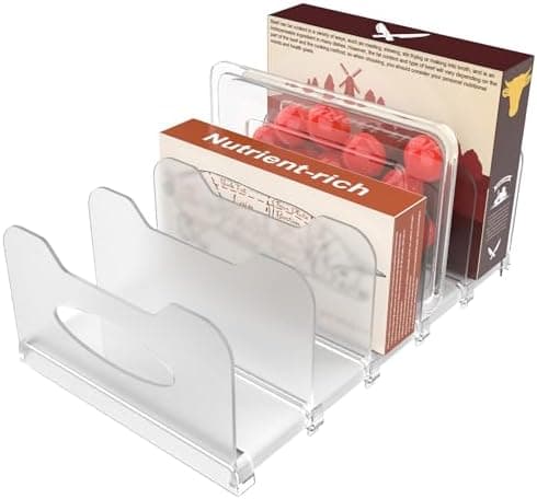 VANSHINIEER Freezer Organizer Bins, 12" Freezer Rack Fridge Organizer with Adjustable Dividers and Handles for Frozen Food Box and Meal Storage, BPA-Free Refrigerator Organization and Storage