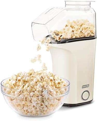 DASH Hot Air Popcorn Popper Maker with Measuring Cup to Portion Popping Corn Kernels + Melt Butter, 16 Cups - Cream