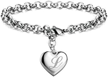 Monily Birthday Gifts for Women Initial Charm Bracelets for Women Letters Alphabet Heart Bracelet for Women