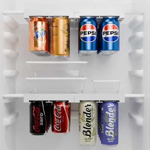 Soda Can Organizer and Dispenser for Refrigerator/Pantry, Hanging Fridge Can Organizer – Adjustable Under-Shelf Soda Dispenser for Refrigerator, Holds 8 Cans, Space-Saving BPA-Free, Easy Installation