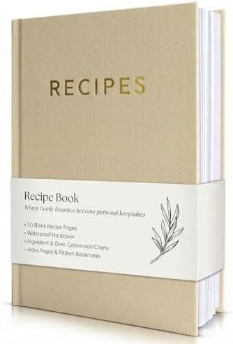 Aesthetic Blank Recipe Book with Waterproof Cover - The Perfect Recipe Notebook To Write In Your Own Recipes - Beautiful Blank Cookbook to Organize Your Recipes