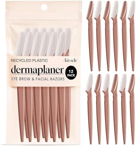 Kitsch Dermaplane Razor for Women Face – Face Razors for Women & Men, Eye Brow Razors & Face Shaver – Exfoliating Facial Razor & Dermaplaner as Skin Care Tool for Smoother Skin - Terracotta, 12 pcs