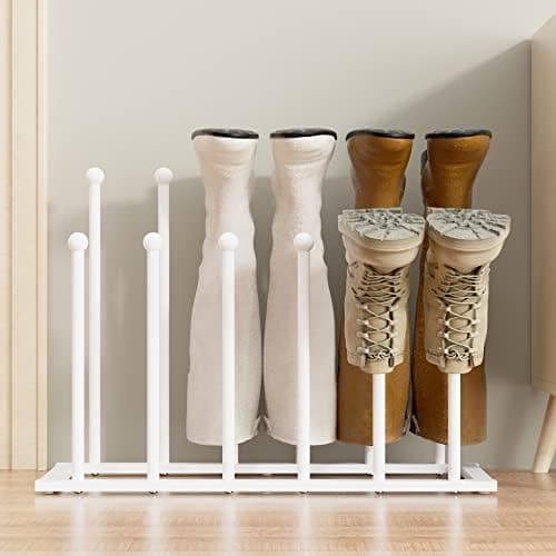 pickpiff Free Standing Shoe Racks - White Metal Boot Rack, Shoe Organizer for Dorm Room, Closet, Entryway, Bedroom, Patio Outdoor, Hallway, Black Shoe Rack Organizer, Shoe Storage Fit for 6 Pairs
