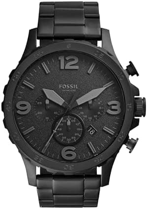 Fossil Men's Nate Quartz Watch, Oversized Stainless Steel Chronograph Watch for Men