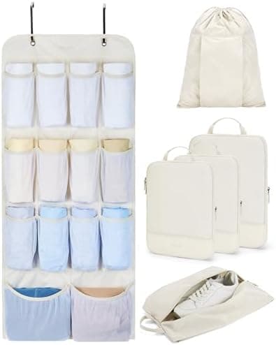 BAGSMART Hanging Compression Packing Cubes for Closet Organizers And Storage, 6 Set Suitcase Organizer Bags Set, Cruise Travel Essentials for Women | Hanging, Compression, Packing Cubes, for Women