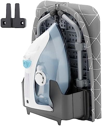 XABITAT Table Top Ironing Board with Wall Mount, D-Crease, Portable Space Saving Mini Laundry Room Iron Board, Foldable Small Ironing Board with Iron Holder, Gray