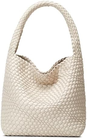 Sumrains Woven Tote Bag for Women: Handmade Vegan Leather Purse for Vacation - Lightweight & Magnetic Closure for Daily Use