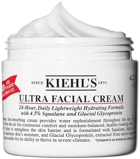 Kiehl's Ultra Facial Cream, with 4.5% Squalane to Strengthen Skin's Moisture Barrier, Skin Feels Softer and Smoother, Long-Lasting Hydration, Easy and Fast-Absorbing, Suitable for All Skin Types