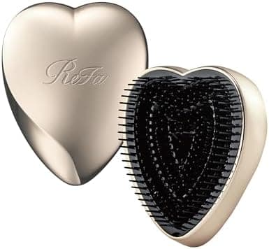 ReFa Heart Brush CHAMPAGNE GOLD | Heart-Shaped No-Tangle Brush for Thick Hair | Detangler Travel Brush for Women