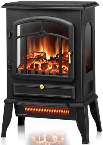 ZAFRO Freestanding Electric Fireplace Stove, Small Electric Fireplace Heater with Thermostat Control, 3D Realistic Flame,1000W/1500W & Overheating Protection, 22.28 inch