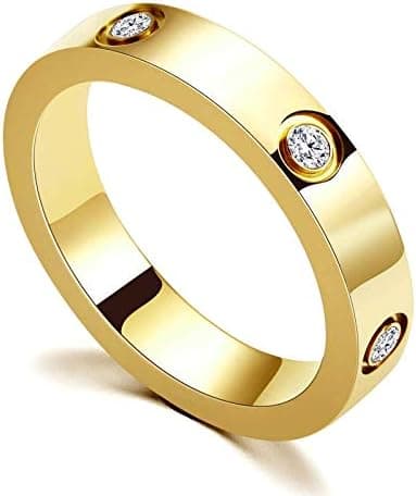 PDWZNBA Love Friendship Ring 18K Gold-Plated Stainless Steel Promise Ring Wedding Band Jewelry Birthday Gifts for Women