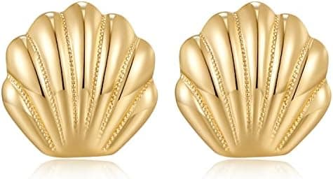 LILIE&WHITE Seashell Stud Earrings For Women Gold Earrings Seashore Earrings Nautical Jewelry For Women Sea life Jewelry beach earrings summer jewelry