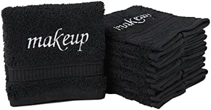 LA HAMMAM 6 Pack 13" × 13" Super Soft Turkish Cotton Make Up Removal Towels & Washcloths | Highly Absorbent Towel | Luxury Makeup Remover Reusable Face Cloths | Facial & Skin Care Wash Cloth - Black