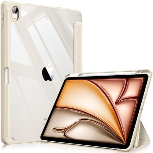Fintie Hybrid Slim Case for iPad Air 11-inch M4/M3/M2 (2026/2025/2024), iPad Air 5th/4th Generation (2022/2020) 10.9 Inch - Shockproof Cover with Clear Back Shell & Pencil Holder, Starlight