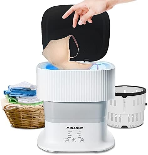 Minanov Mini Portable Washing Machine - Collapsible/Foldable Washing Machine with 3 Modes Cleaning for Baby clothes, Socks, Underwear - Portable Mini Washer for Dorm, Camping, RV, Travel