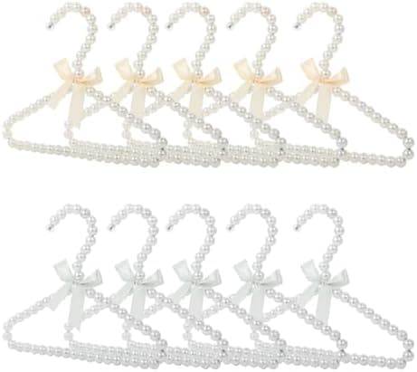 Suprwin Pearl Hangers for Pet Clothes, Mini Clothing Hangers with Exquisite Design, Organize Your Wardrobe, Reliable Material, Wide Usage for Infant Baby Girls Boys Toddlers Dogs Cats (10PCS-White)