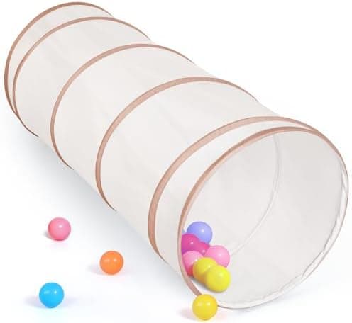 Moncoland Kids Play Tunnel Tent for Toddlers, Pop Up Crawl Tunnel Toy for Baby or Pet with Neutral Color, Collapsible Gift for Boy and Girl Play Tunnel Indoor and Outdoor Game (Beige Tunnel)