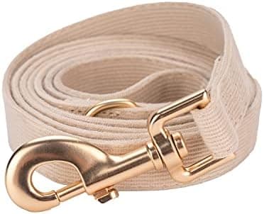 Ewinoom Soft Cotton Dog Leash, 5 Ft Heavy Duty Corduroy Dog Leashes with Gold Metal Hook for Small Medium Large Dogs,Medium,White