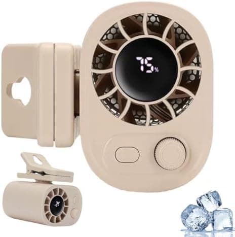 Small Clip on Fan Portable USB Mini Fan 2025 Upgrade,0-100 Speed Adjustment, Rechargeable Personal With LED Display for Umbrella,Desk,Dorm,Camping,Stroller,Golf,Gym,Beach Travel Outdoors-Light khaki