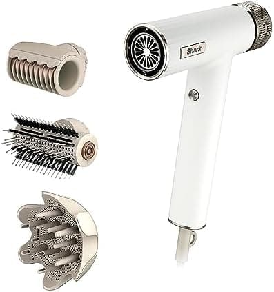 Shark Hair Dryer SpeedStyle RapidGloss Finisher and High-Velocity, Ionic Hair Blow Dryer with IQ Speed Styling and Drying Suite, No Heat Damage, Best for Curly and Coily Hair, Silk, HD332